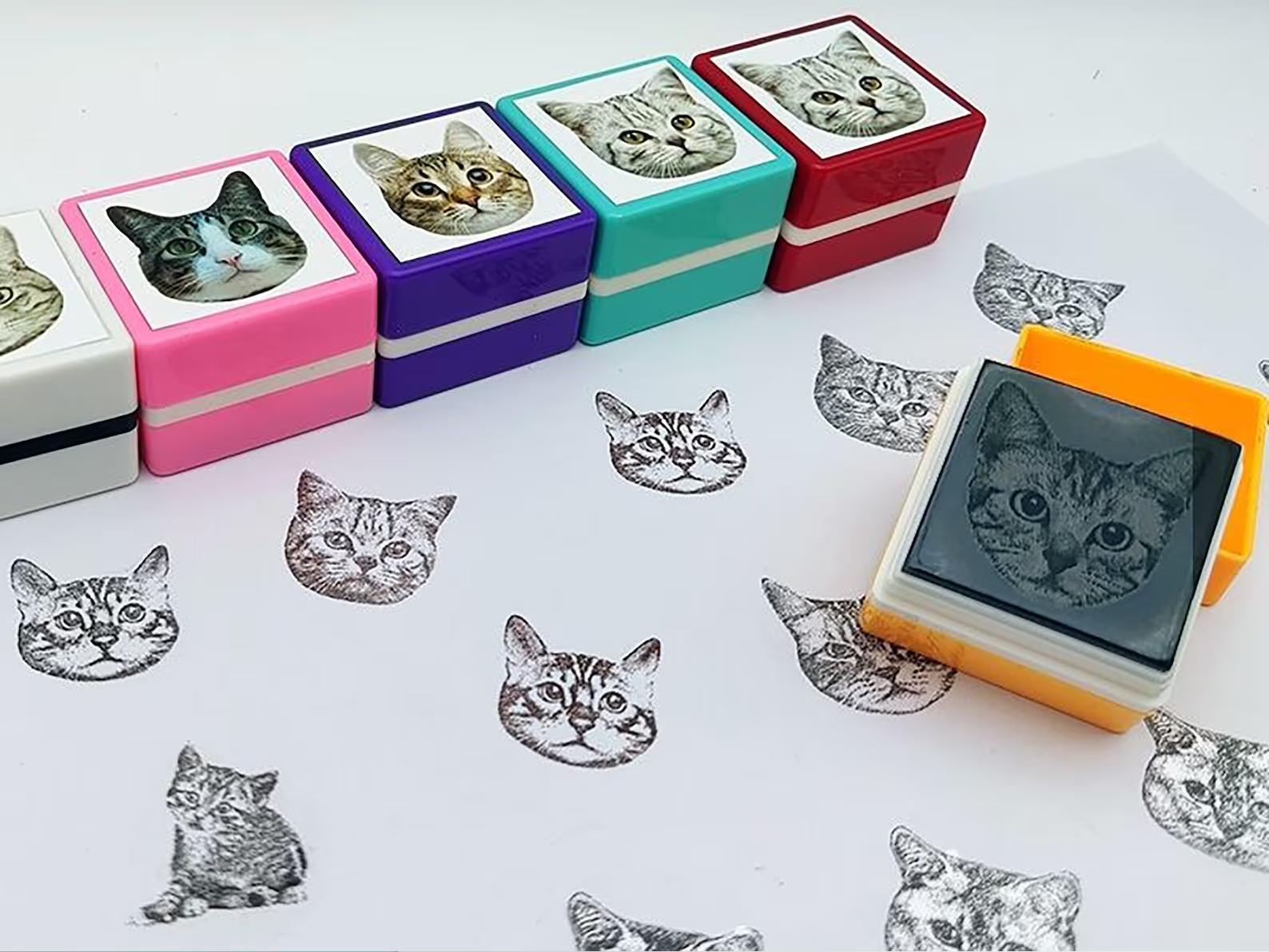 custom pet portrait stamp – Cats With Their Tongues Out